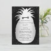 Moderne Ananas Silver Confetti Dots Housewarming Einladung (Stehend Vorderseite)