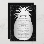 Moderne Ananas Silver Confetti Dots Housewarming Einladung (Vorne/Hinten)