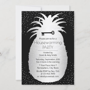 Moderne Ananas Silver Confetti Dots Housewarming Einladung