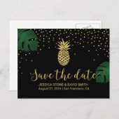 Moderne Ananas Tropical Save the Date Ankündigungspostkarte (Vorne/Hinten)