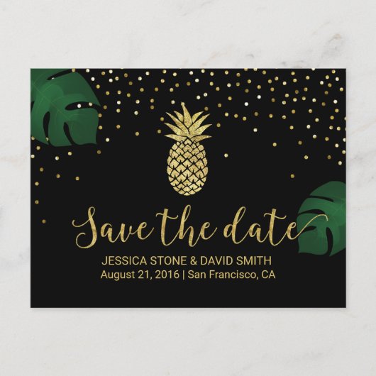 Moderne Ananas Tropical Save the Date Ankündigungspostkarte (Vorderseite)