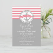 Moderne Anchor Nautical Sailboat Girl Babydusche Einladung (Stehend Vorderseite)