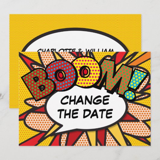 Moderne Änderung des Comic-Buches zum Thema "Spaß" Save The Date (Vorne/Hinten)