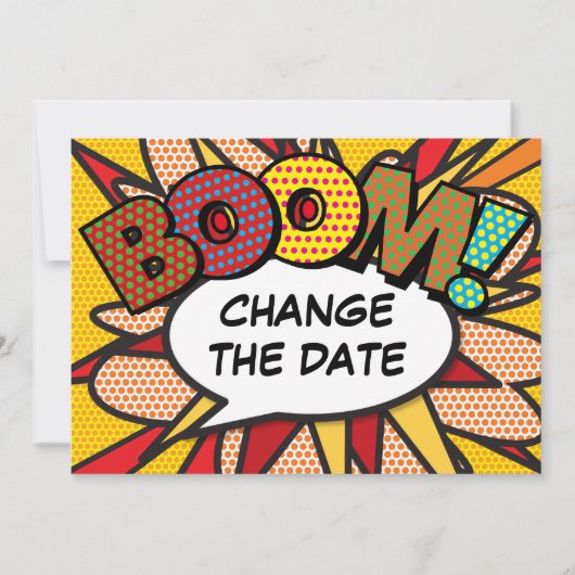 Moderne Änderung des Datums Lustiges Comicbuch Save The Date (Vorderseite)