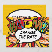 Moderne Änderung des Datums Lustiges Comicbuch Save The Date (Vorne/Hinten)