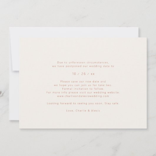 Moderne Änderung des Datums Save The Date (Rückseite)