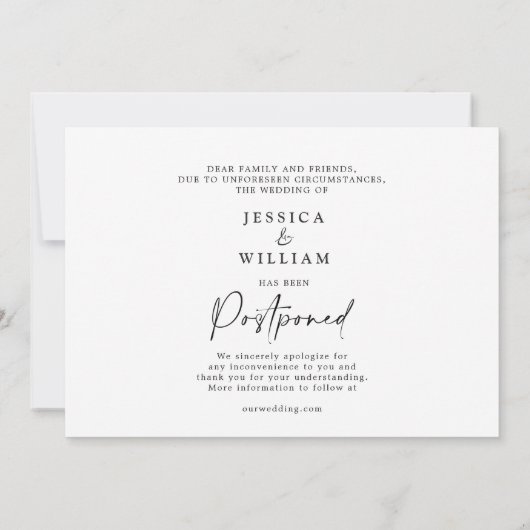 Moderne Änderung des Datums Zurückgestellt Stornie Einladung (Rückseite)