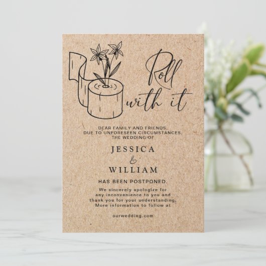 Moderne Änderung des Datums Zurückgestellt Stornie Einladung (Stehend Vorderseite)