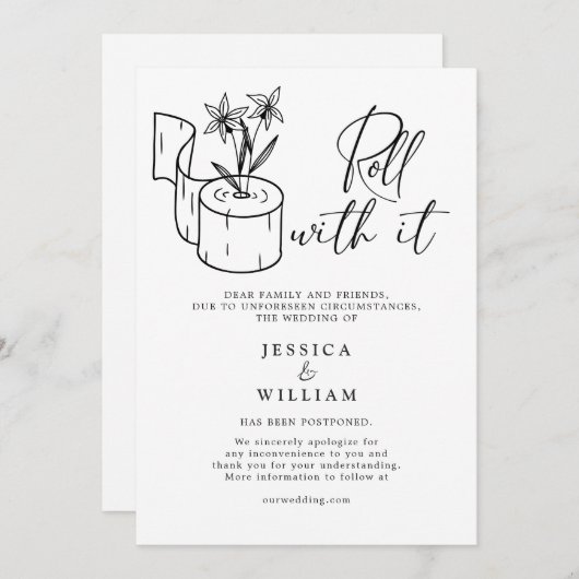 Moderne Änderung des Datums Zurückgestellt Stornie Einladung (Vorne/Hinten)