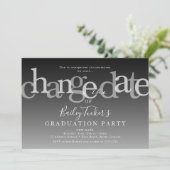 Moderne Änderungsdatum Schwarze Ombre-Graduationsp Einladung (Stehend Vorderseite)