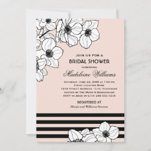 Moderne Anemone-Skizze Roségoldene Hochzeitsshower Einladung