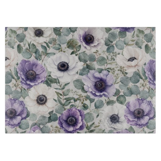 Moderne Anemone- und Eukalyptus-Gestaltung Schneidebrett (Vorderseite)