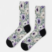 Moderne Anemone- und Eukalyptus-Gestaltung Socken (Linkes Detail)