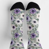 Moderne Anemone- und Eukalyptus-Gestaltung Socken (Oben)