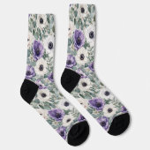 Moderne Anemone- und Eukalyptus-Gestaltung Socken (Rechts)