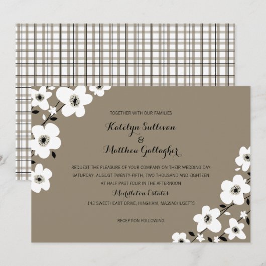 Moderne Anemone Wedding | Einladung (Vorne/Hinten)