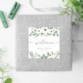 Moderne Anemones & Dusty Green Eukalyptus Wedding Geschenkanhänger