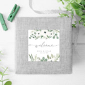 Moderne Anemones & Dusty Green Eukalyptus Wedding Geschenkanhänger