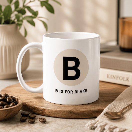 Moderne Anfangs-Tasse – „B ist für [Name]“-Design Kaffeetasse