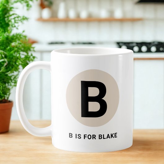 Moderne Anfangs-Tasse – „B ist für [Name]“-Design Kaffeetasse