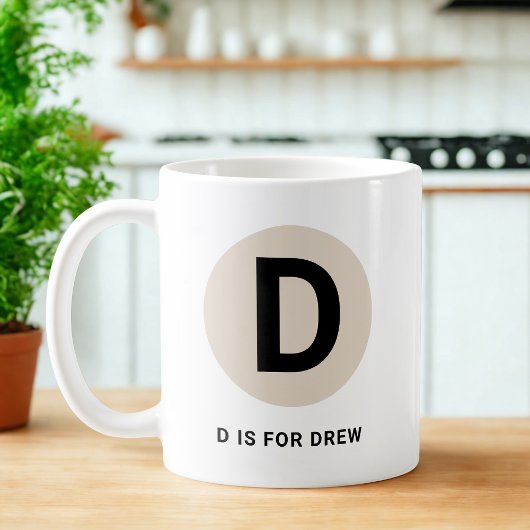 Moderne Anfangs-Tasse – „D steht für [Name]“-Desig Kaffeetasse