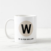 Moderne Anfangs-Tasse – „W steht für [Name]“-Desig Kaffeetasse (Links)