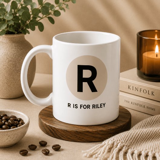 Moderne Anfangsbuchstabe-Tasse – „R steht für [Nam Kaffeetasse