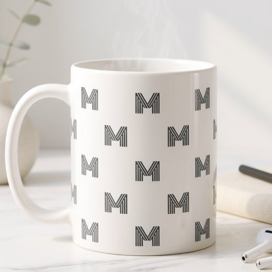 Moderne Anfangsbuchstaben-Monogramm-Muster Minimal Kaffeetasse