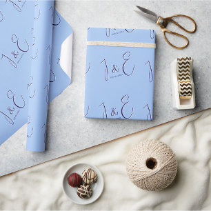 Moderne Anfangsbuchstaben von Paaren & Datum Babyb Geschenkpapier