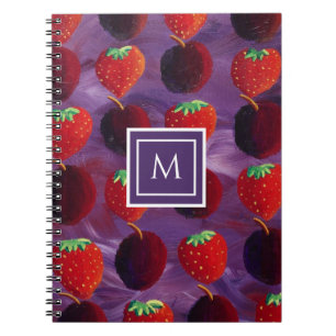 Moderne Anfangsmonogramm Sommerfrüchte Muster Notizblock