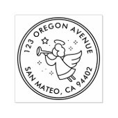 Moderne Angel Holiday Round Rücksendeadresse Permastempel (Design)