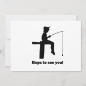 Moderne Angelrute sitzender Fischer Einladung (Rückseite)