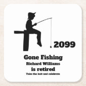 Moderne Angelrute sitzender Fischer Rechteckiger Pappuntersetzer (Vorderseite)