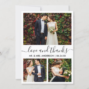 Moderne angesagte Kalligrafie-Script Wedding 3 Fot Dankeskarte