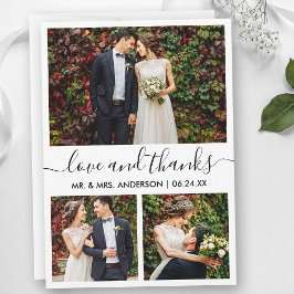 Moderne angesagte Kalligrafie-Script Wedding 3 Fot Dankeskarte