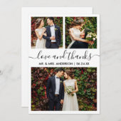 Moderne angesagte Kalligrafie-Skript Hochzeit 3 Fo Dankeskarte (Vorne/Hinten)