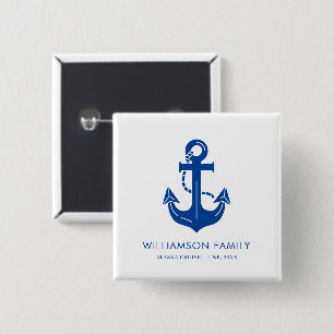 Moderne Anker-Nautik-Familien-Kreuzfahrt-Design Button