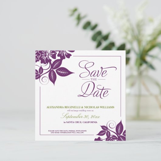 Moderne Ankündigung Datum freihalten (lila) (Stehend Vorderseite)