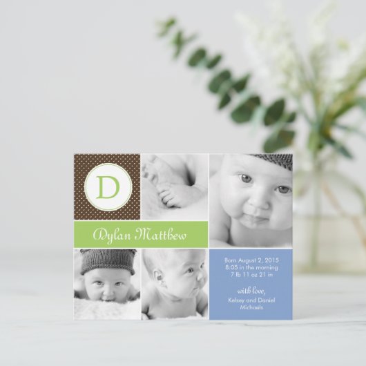 Moderne Ankündigung der Geburt - Blau (Stehend Vorderseite)