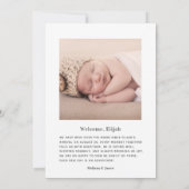 Moderne Ankündigung der Geburt des Fotos (Rückseite)