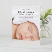 Moderne Ankündigung der Geburt des Fotos (Stehend Vorderseite)