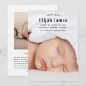 Moderne Ankündigung der Geburt des Fotos (Vorne/Hinten)