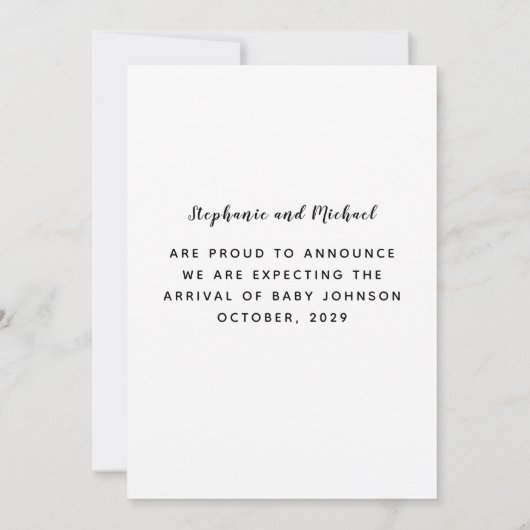 Moderne Ankündigung der Schwangerschaft im Schwarz (Rückseite)