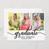 Moderne Ankündigung des 3-Foto-Abschlusses Postkarte (Vorne/Hinten)