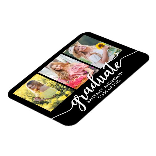 Moderne Ankündigung des Abschlusses 3 Foto Magnet (Linke Seite)