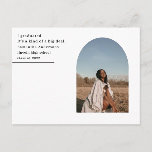 Moderne Ankündigung des Abschlusses "Minimal Arch Postkarte (Vorderseite)