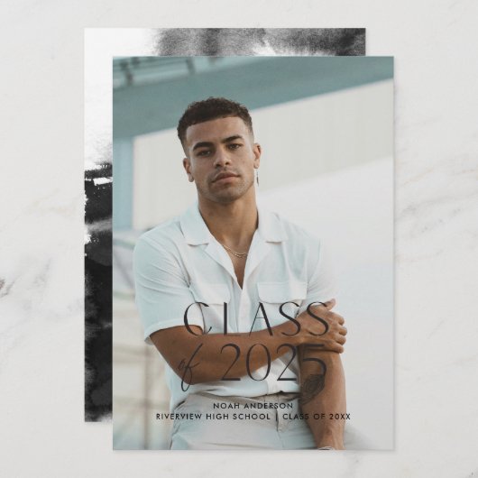 Moderne Ankündigung des Abschlusses "Simple Black  (Vorne/Hinten)