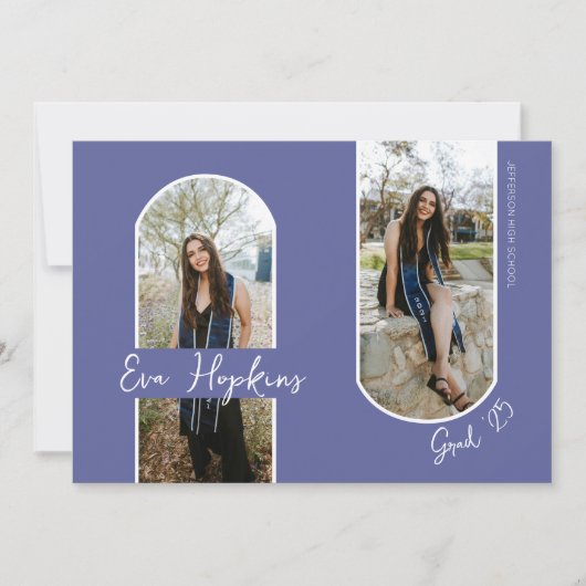 Moderne Ankündigung des Abschlusses Zwei Fotos (Vorderseite)