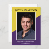 Moderne Ankündigung des Lila Gelben Abschlusses Fo (Vorne/Hinten)