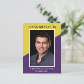 Moderne Ankündigung des Lila Gelben Abschlusses Fo (Stehend Vorderseite)